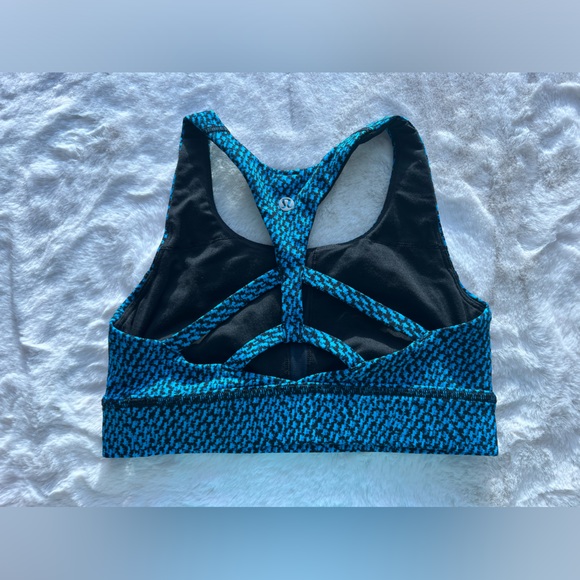 Lululemon Circuit Breaker Scatter Star Beach Blanket Blue Black Sport Bra Size 4 - Picture 2 of 6